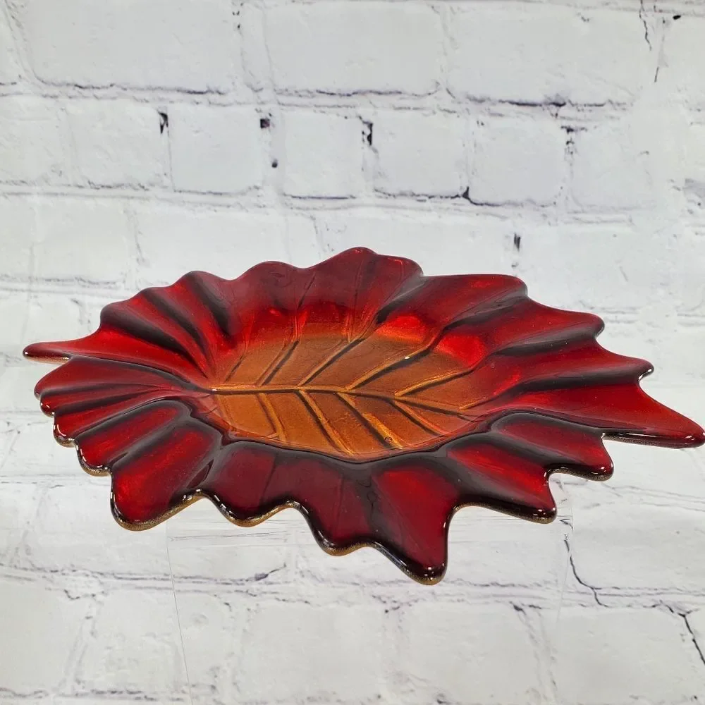 🩵Partylite Red & Gold Indian Summer Pillar Candle Tray - Picture 8 of 10